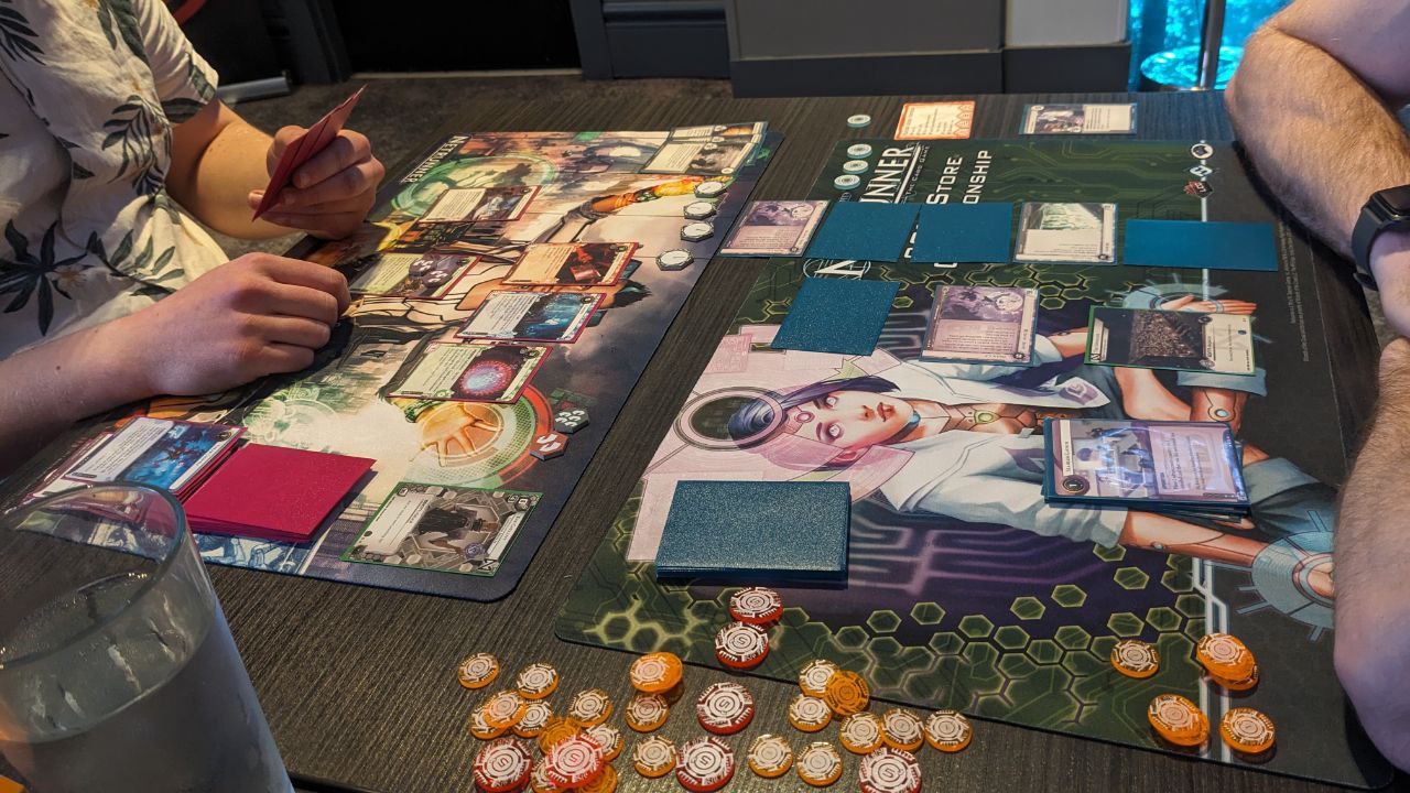 Android: Netrunner Gateway starter decks (Wikimedia Commons, CC BY-SA 4.0). Same hobby family as Marvel Champions (LCG).