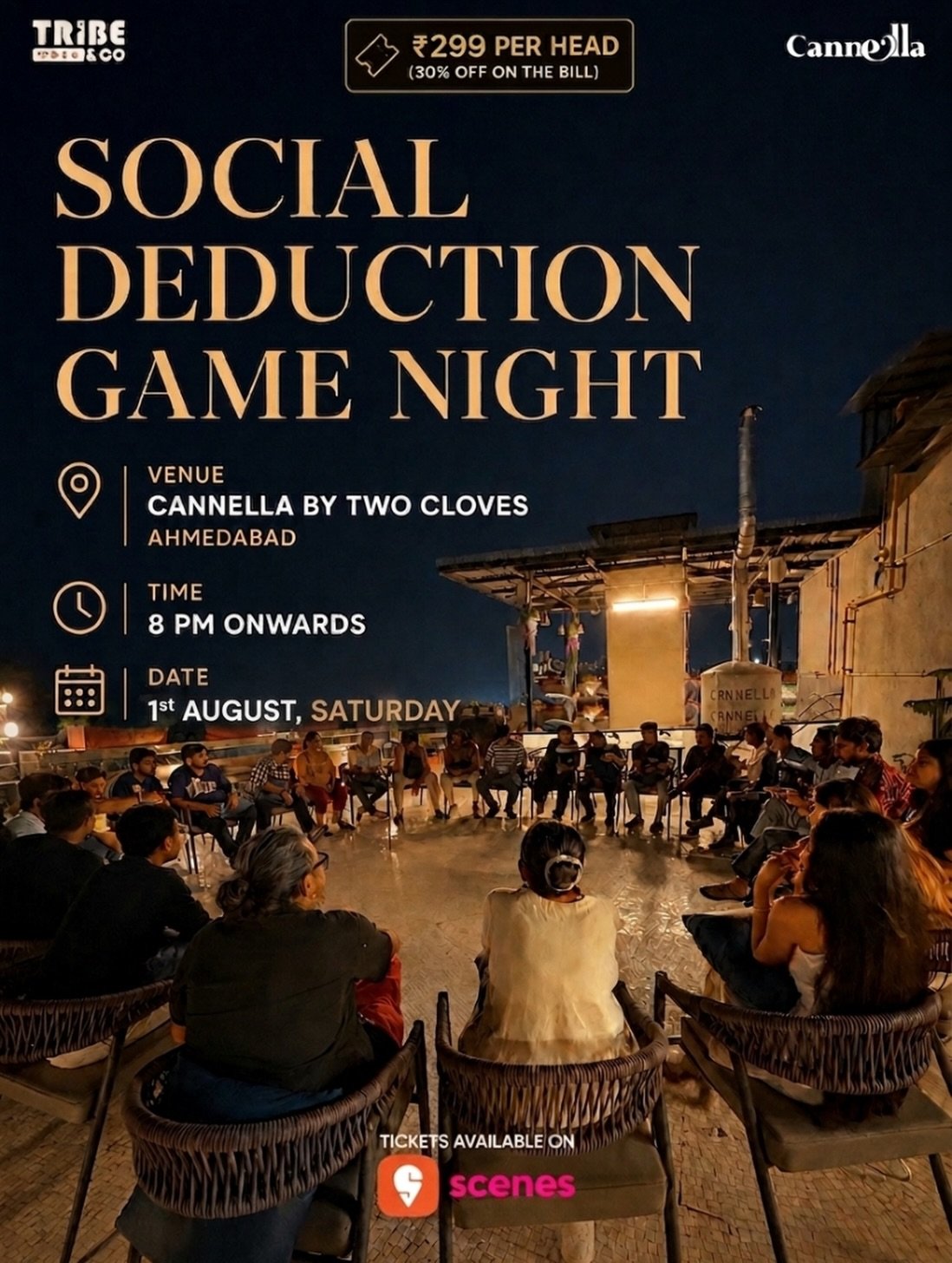 Social Deduction Game Night at Cannella Ahmedabad by Tribe and Co — 1 August 2026